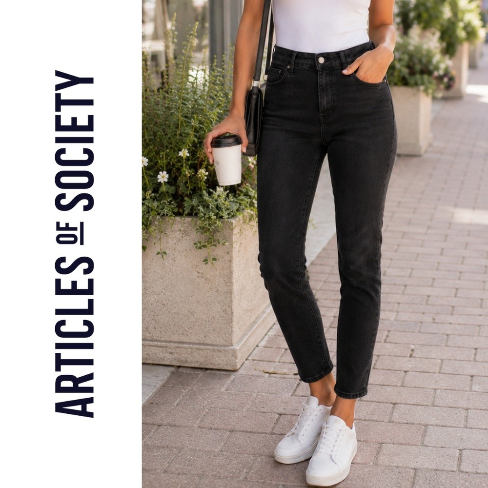 Articles of Society, The Jones High Rise Slim Ankle Jeans Castle Black Size 6/28
